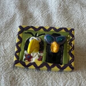 Colorful Ceramic Bird Brooch
